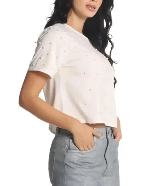Snidel Cropped Top Pearl Appliqué Beige Size M thumbnail 1
