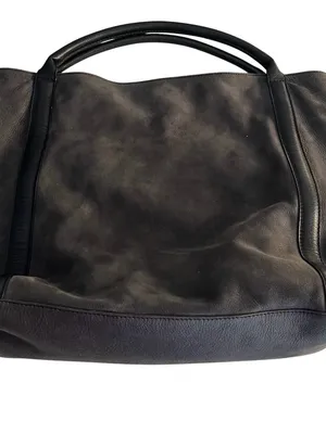 SEE by CHLOE Harriet Hobo Tote Charcoal Grey Nubuck Leather 2 Handles thumbnail 5
