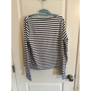 J. Crew Boatneck Black & White Striped Cuffed Long Sleeve T-shirt size S thumbnail 3