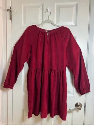 Universal Thread Burgundy Long-Sleeve Babydoll Mini Dress thumbnail 3