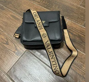 NEW Valentino Orlandi Italian Black Textured Leather Crossbody Purse & Wallet thumbnail 2