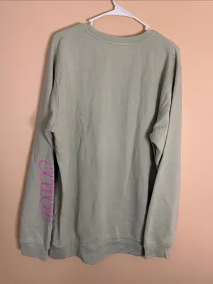 Light Sage Crewneck Sweater with Pink Sleeve Detail thumbnail 4