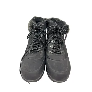 Karen Scott Black Faux Fur Lined Hiking Boots Cozy Winter Lace Up Zip‎ thumbnail 3