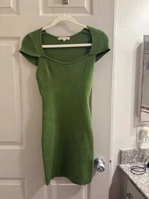 Green knit sweater dress thumbnail 1