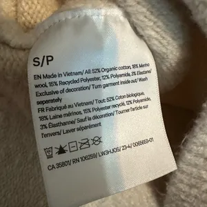 Lululemon Brushed Cotton Merino Blend Crewneck Sweater Ivory Preppy Size Small thumbnail 7