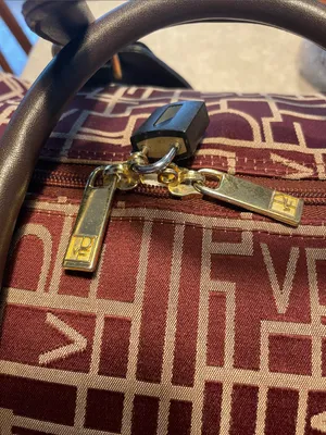 Diane Von Furstenberg Burgundy Monogram Travel Duffel with Dark Brown Trim thumbnail 3
