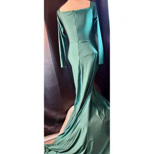 Emerald Green Long Sleeve V-Neck Wrap Maxi Dress Mermaid Formal Gown S thumbnail 10