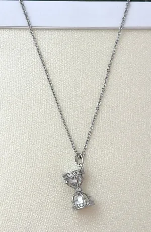 CZ Hourglass Pendant Necklace for Women thumbnail 1