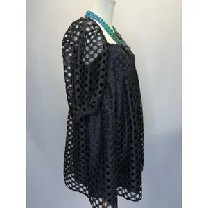 Kimchi Blue Black Eyelet Lace Babydoll Top‎ Puff Sleeve Boho Romantic Medium thumbnail 2
