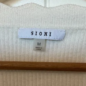 Sioni Translucent Floral Sleeve Knit Sweater Medium Cream/Pink thumbnail 2