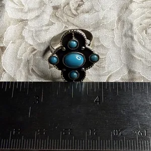 Vintage Ring Faux Turquoise Silver Tone Southwest‎ Adjustable Blue thumbnail 10