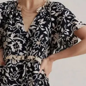 By Anthropologie Women’s Robin Mini Tiered Ruffle Dress in Black Motif Print XXS thumbnail 8