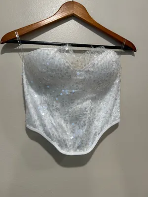 White sequin corset top Size L thumbnail 3