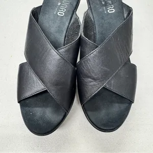 Munro Black Leather Heeled Mule Womens 7 Comfort Shoes Classic Chunky 90s Y2K thumbnail 6