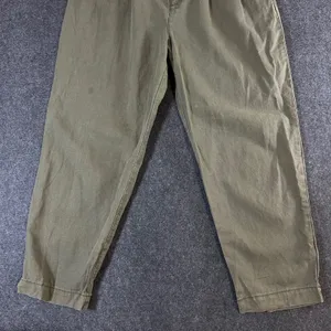 Abercrombie & Fitch Olive Green Linen Blend Pleated Tapered Pants Size L thumbnail 10