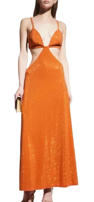 CULT GAIA Dari Metallic Cutout Column Gown Size Medium Cinder thumbnail 1