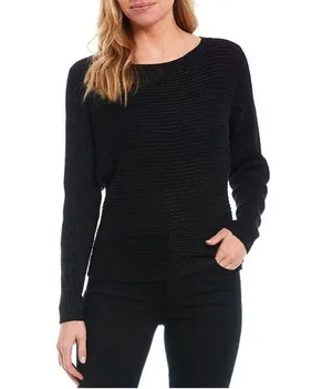 LAUREN Ralph Lauren Metallic Boat Neck Long Dolman Sleeve Statement Swea… thumbnail 1