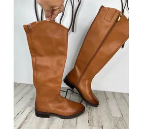Nordstrom LEA Boots Womens Size 5.5 Tan Riding Knee-High Side Zip Classic thumbnail 10