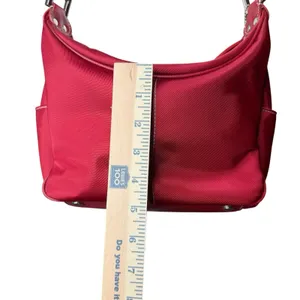 NWOT Fossil Shoulder Bag Red Nylon Multi Pocket‎ Key Charm Leather Strap thumbnail 10