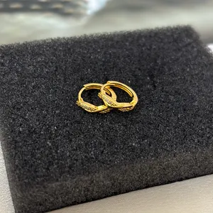 13mm CZ Small Hoop Earrings for Men Women Streetwear Punk Hip Hop Unisex Earring thumbnail 4