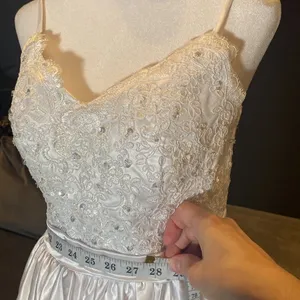 Women’s White Satin Full Length Prom Party Dress Corset Back Size 2 NWOT thumbnail 9