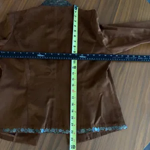 Vintage Charter Club Faux Suede Jacket M Sequin Collar Boho Revival Funky Chic thumbnail 8
