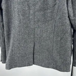 DKNY Charcoal Herringbone wool blend coat zip and button closure winter warm xl thumbnail 4