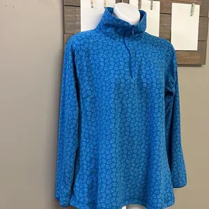 Columbia Women’s Blue Mock Neck Zip Up Long Sleeve Abstract Pattern Pullover- Lg thumbnail 3