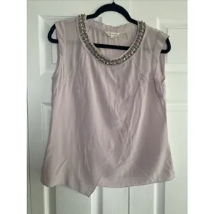 Rebecca Taylor Embellished Silk Wrap Top Womens Size 0 Lavender Grey Sleeveless thumbnail 5