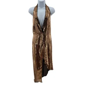 Lovers + Friends Duchess Sequin Dress‎ XL NWT Gold Halter Midi Party Cocktail thumbnail 5