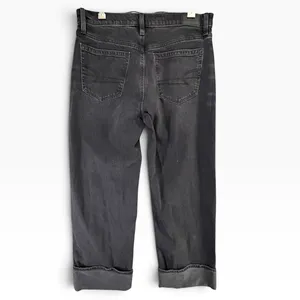American Eagle High Waisted Cuffed Stovepipe Jean Womens 8 Black Classic Denim thumbnail 5
