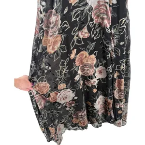 NWT Lulus Floral Velvet Burnout Maxi Dress Black Tie Back V Neck Size‎ XS Fairy thumbnail 13