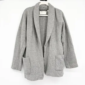 Aritzia Babaton Women Freeman 100% Wool Grey Minimalist Cardigan Jacket‎ Size L thumbnail 3
