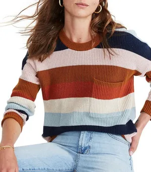 Madewell Thompson Rainbow Stripe Pocket Pullover Sweater Style AA783 sz M thumbnail 1