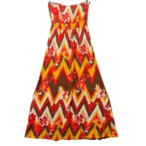 Lucky‎ Brand Maxi Dress Strapless Summer Chevron Floral Print Medium thumbnail 7