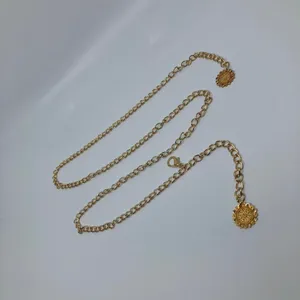 Y2K Rockstar Girlfriend Gold Layered Charm Chain Belt, Up to 37 Inches, X7GA1190 thumbnail 8