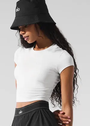 ALO Yoga White Short Sleeve Cropped Crew Tee thumbnail 1