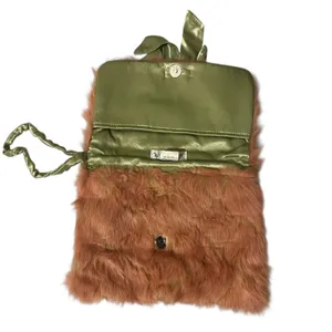 Wills River Co Faux Fur Bow Clutch Wristlet Bag Pink Green Coquette Size OS thumbnail 3