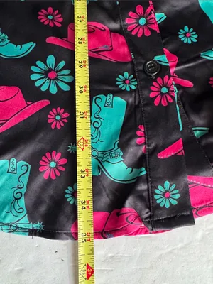Jess Lea Black Mini shirt Dress with Pink & Teal Western Print M cowboy boots thumbnail 12