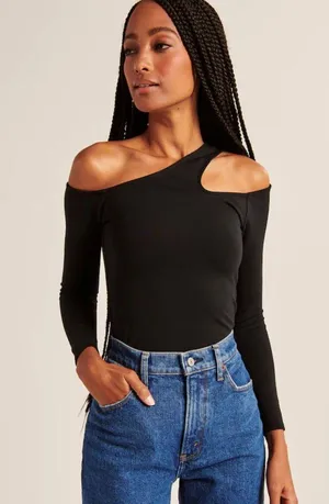 Abercrombie Long Sleeved Elevated Off The Shoulder Top thumbnail 1