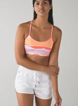 Lululemon Flow Y Bra IV Bleacher Stripe White Iris Flower / Grapefruit thumbnail 1