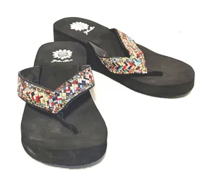 Yellow Box Skyllah Wedge Sandals Sz 7.5 Multi Rhinestone Platform Flip Flop thumbnail 1