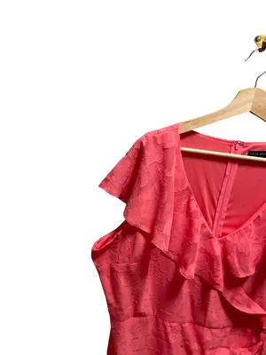Lane Bryant Midi Faux Wrap Dress Coral Size 18 Summer Wedding Special Occasion thumbnail 9