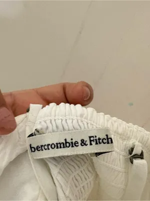 Abercrombie & Fitch White Eyelet Midi Dress L Cottagecore Smocked Pockets thumbnail 9