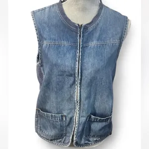 Embroidered Denim Vest Blue Size M thumbnail 3