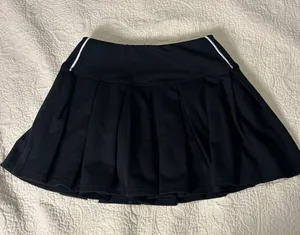 Black Pleated tennis Skirt with White Trim thumbnail 1
