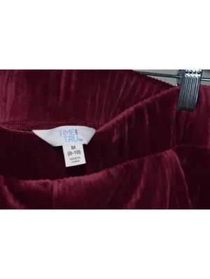 Time and Tru Velour Pants SZ M Burgundy Ribbed Velvet Flare Leg Loungewear thumbnail 3