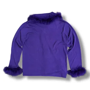 Red Hat Society Purple Feather Trim Cardigan Jacket XL Y2K Vintage‎ Themed Party thumbnail 4