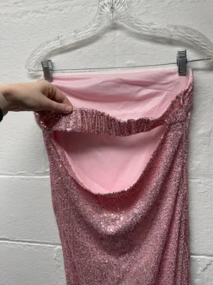 Sequin Strapless Midi Dress Pink Size L thumbnail 5