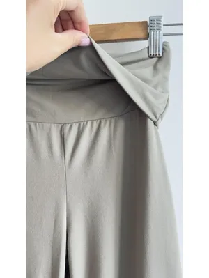 Kimberly C Soft Foldover Flare Pants Taupe Lounge Yoga Stretch Small thumbnail 6